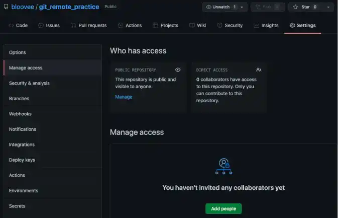Add a collaborator to a GitHub repository: Step 1