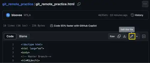 Editing a file in a GitHub repository Editing a file in a GitHub repository