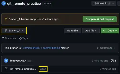 Selecting another branch on GitHub Selecting another branch on GitHub